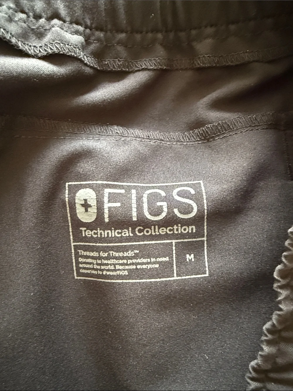 Figs Men's Black Joggers with White Drawstring
